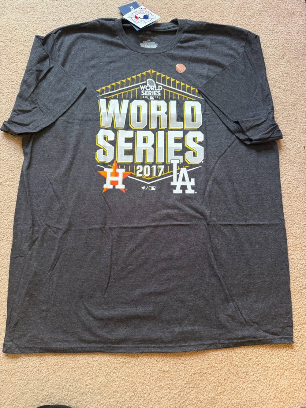 NWT Houston Astros 2017 World Series Champions Gray T-Shirt MLB Genuine Mens 2XL